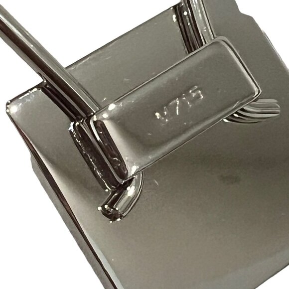 PRADA: Silver Metal & Burgundy Enamel Logo Bag Charm/Keychain #12029 - Picture 5 of 6